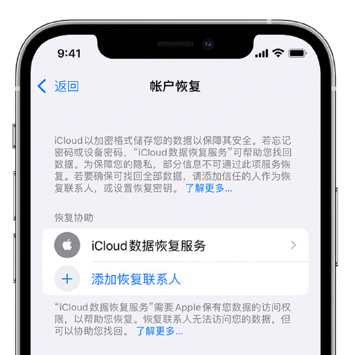 樟木头镇苹果手机维修分享在 iPhone 上设置帐户恢复联系人的方法 